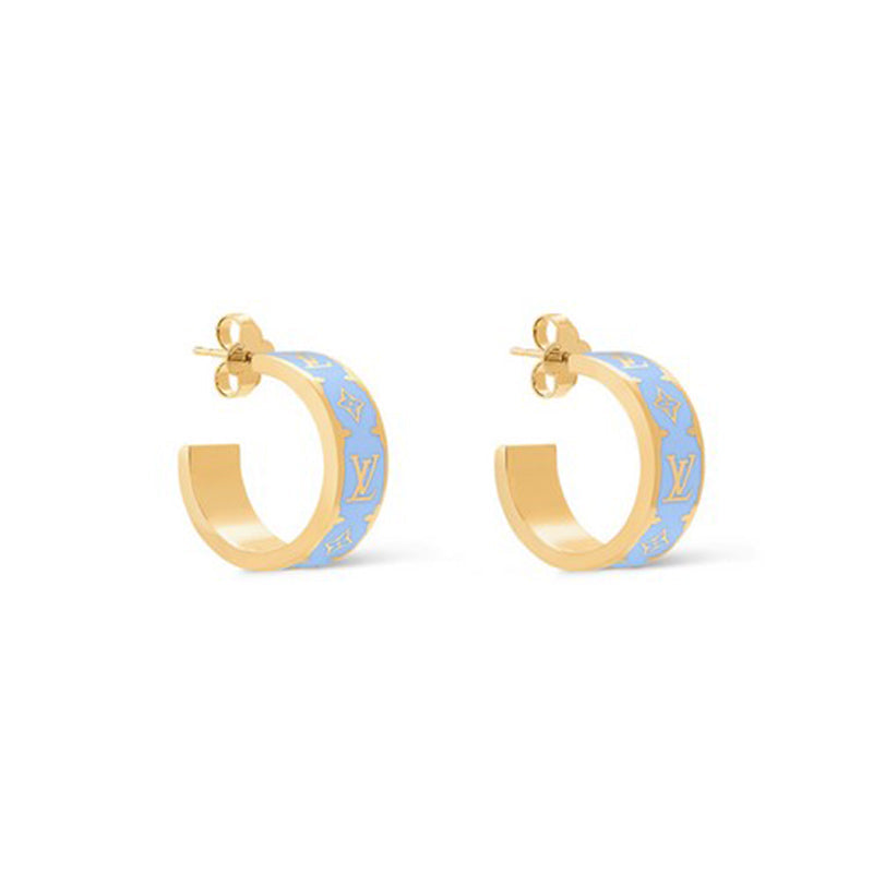 Louis Vuitton Nanogram Enamel 18K Gold Earrings