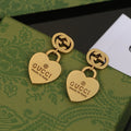 Gucci Double Heart Pendant 18K Gold Earrings