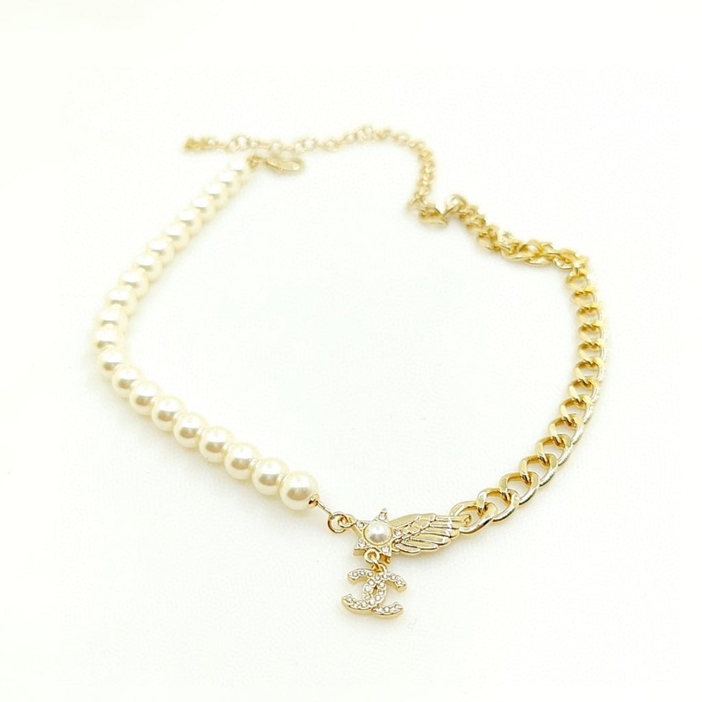 Chanel Pearl Chain Choker 18K Gold Necklace