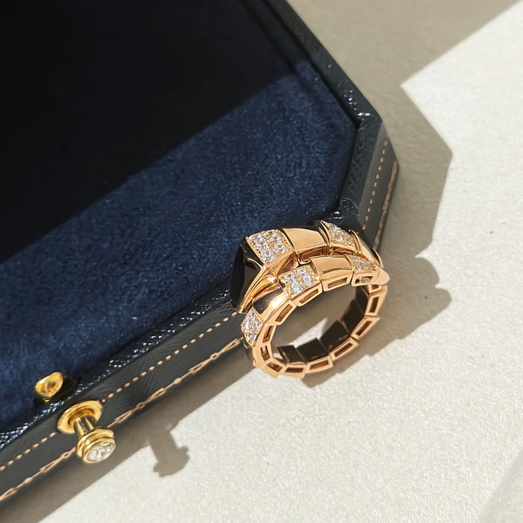 Bvlgari Serpenti Viper Black 18K Gold Ring