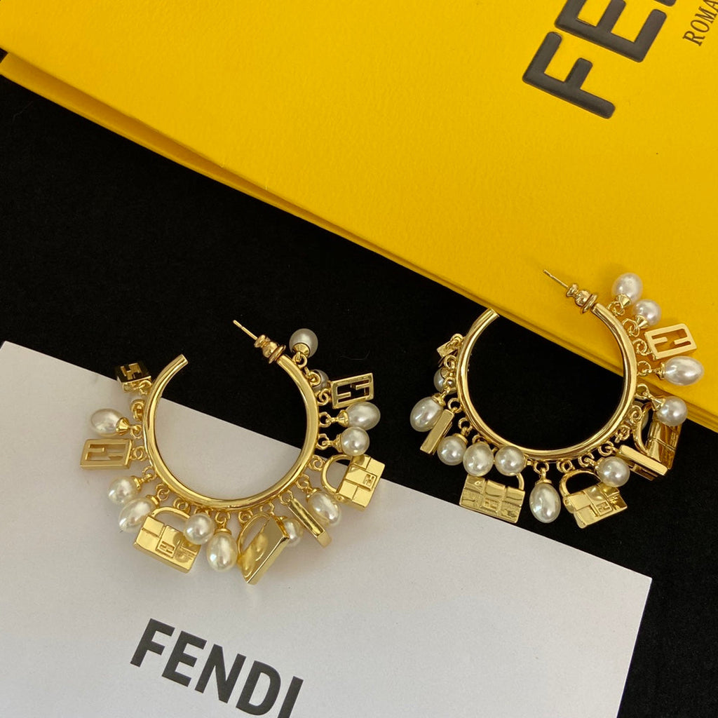 Fendi Pearls 18K Gold Earrings