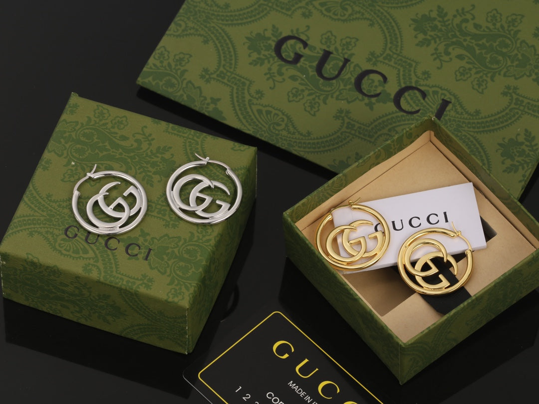 Gucci Double 18K Gold Earrings