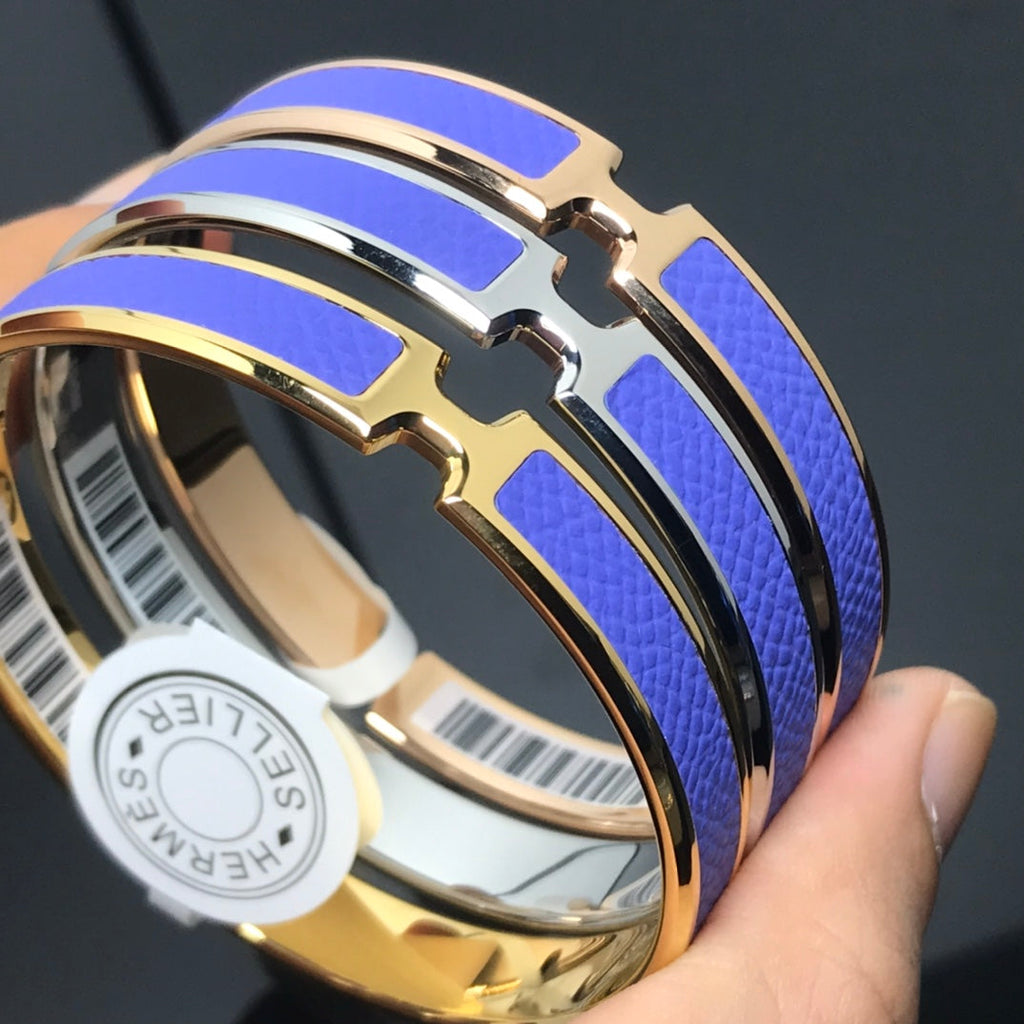 Hermes Olympe Light Purple 18K Gold Bracelet