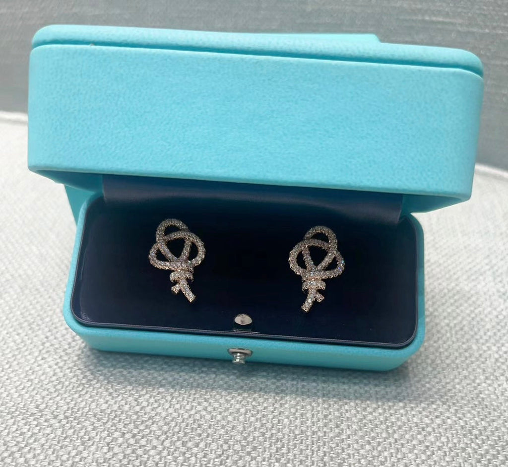 Tiffany Keys Woven Diamond 18K Gold Earrings