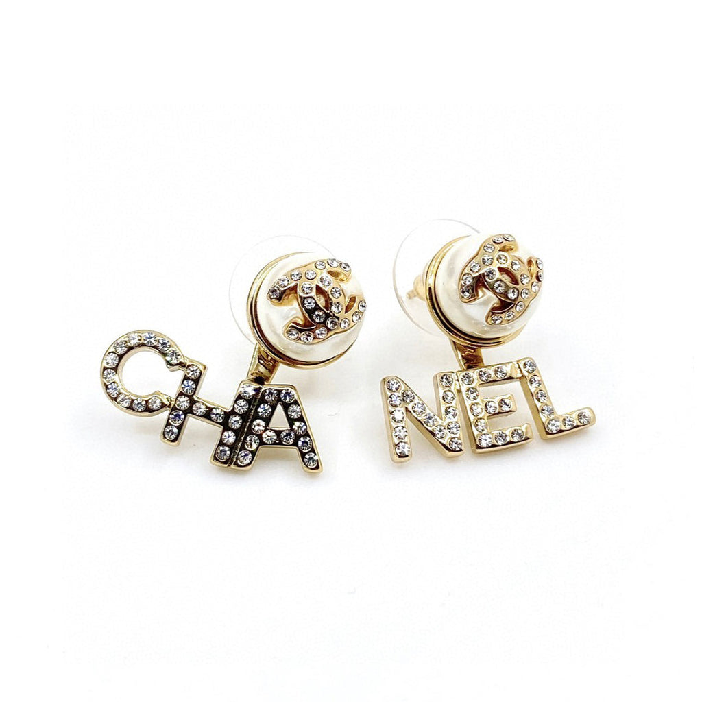 Chanel Diamonds Script 18K Gold Earrings