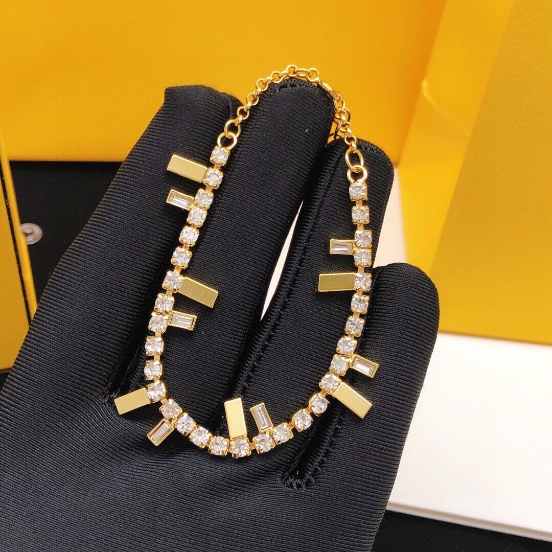 Fendi Is Crystals 18K Gold Bracelet