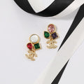Chanel Color Crystal Gold 18K Gold Earrings