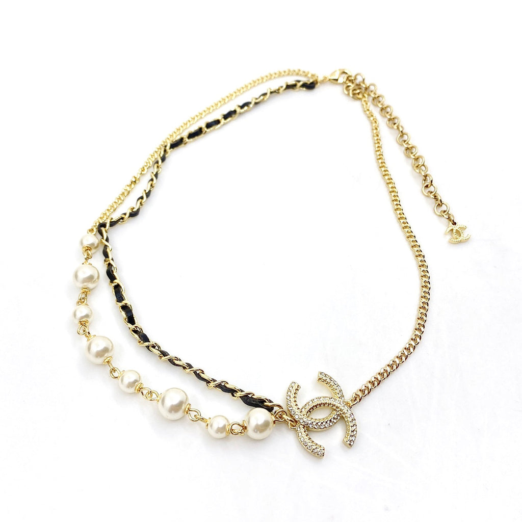 Chanel Pearls Strass Choker 18K Gold Necklace