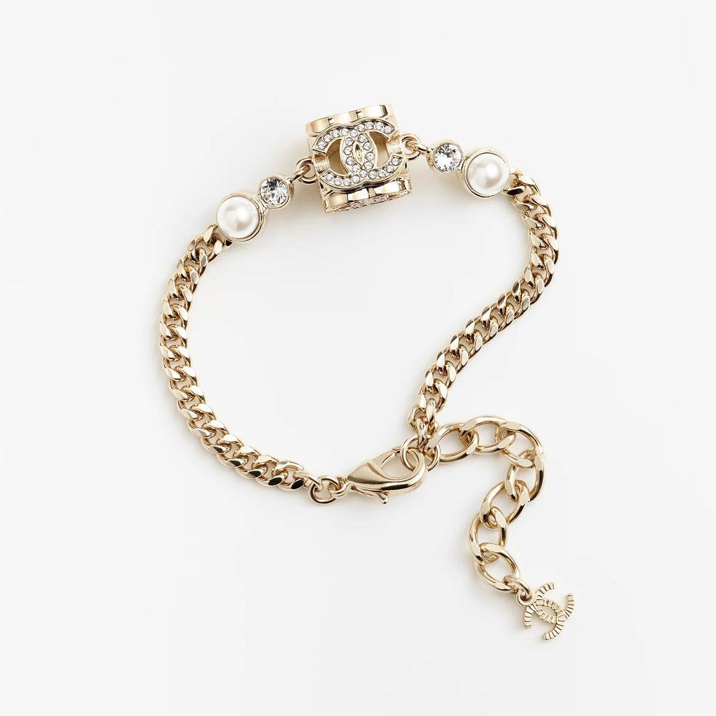 Chanel Square Pearl Chain 18K Gold Necklace