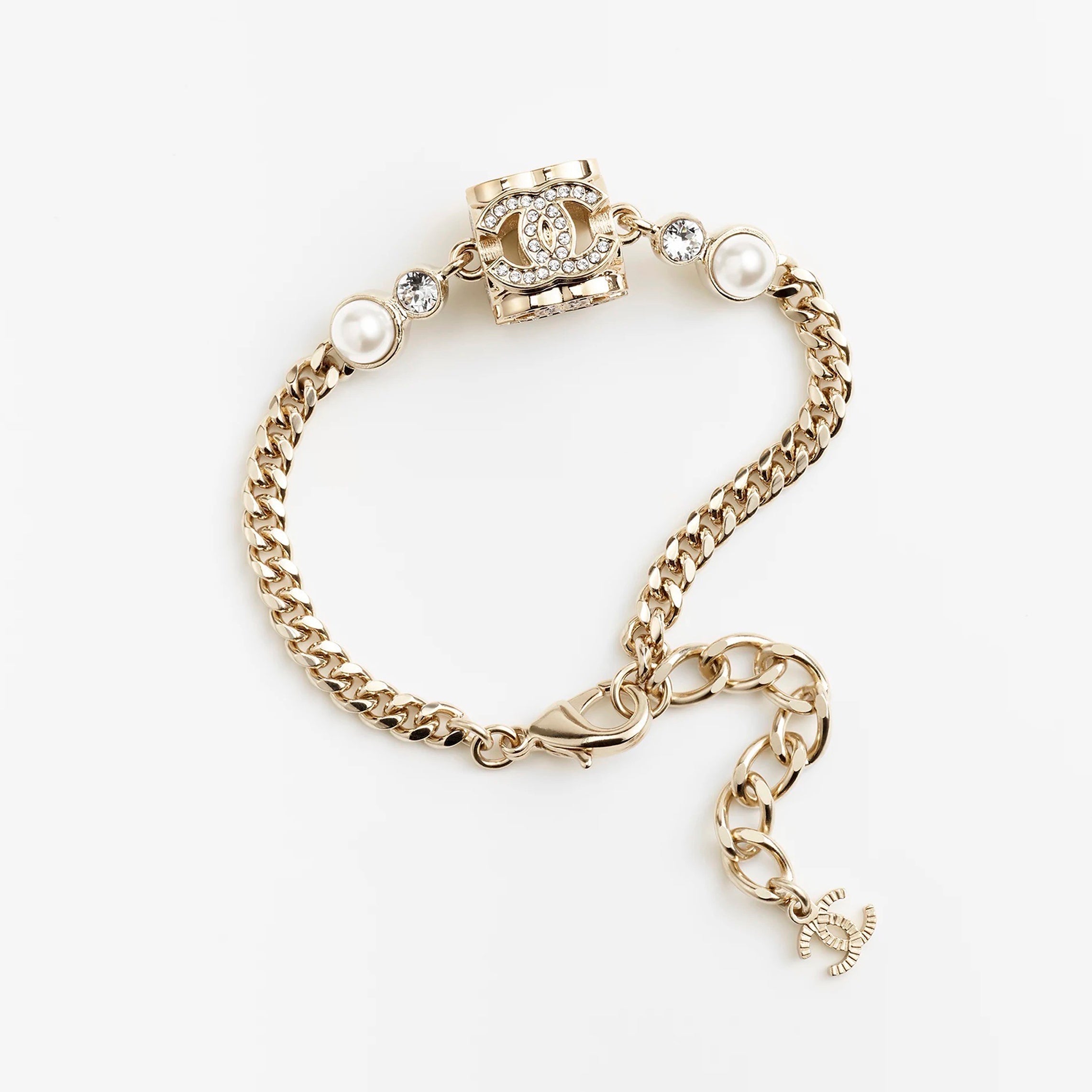 Chanel Square Pearl Chain 18K Gold Necklace