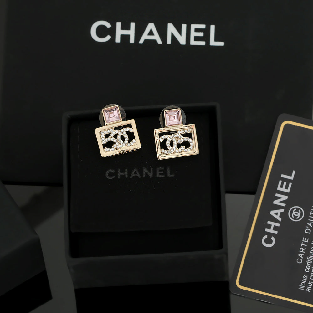Chanel Square Diamond 18K Gold Earrings
