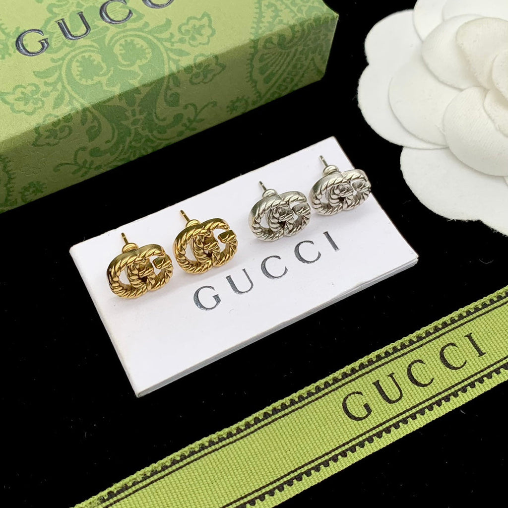 Gucci Double 18K Gold Earrings