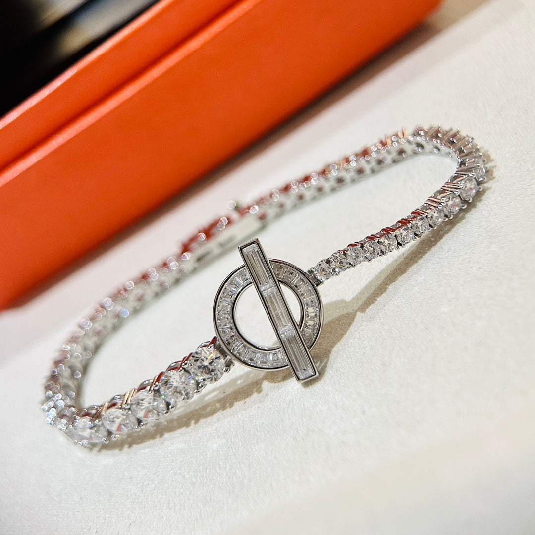 Hermes Finesse Link Diamond 18K Gold Bracelet