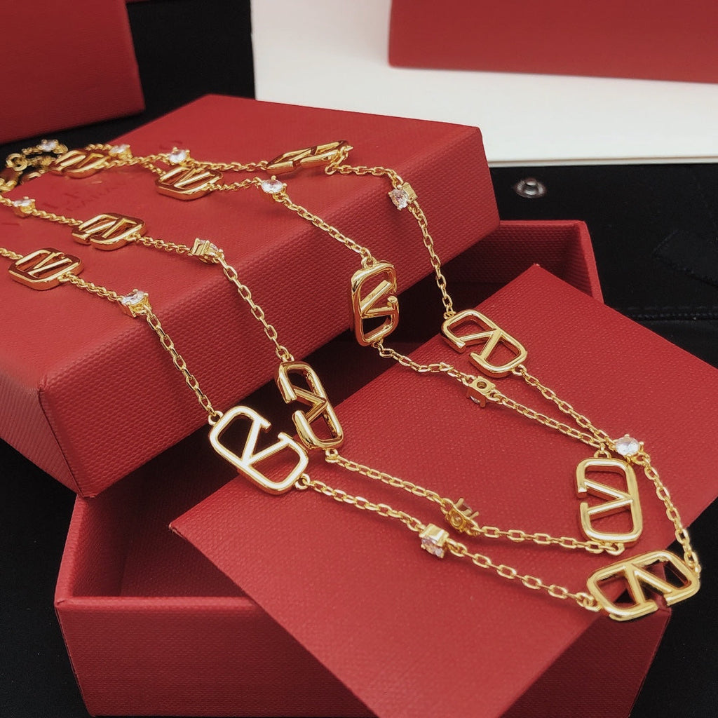 Valentino Long Diamonds 18K Gold Necklace