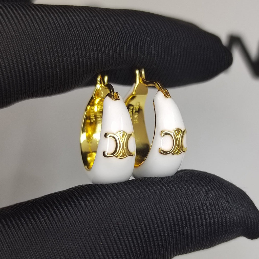Celine White Pearl 18K Gold Earrings