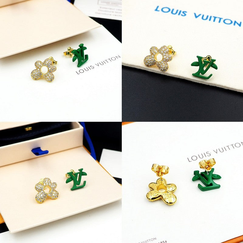 Louis Vuitton Blossom Green Diamond 18K Gold Earrings
