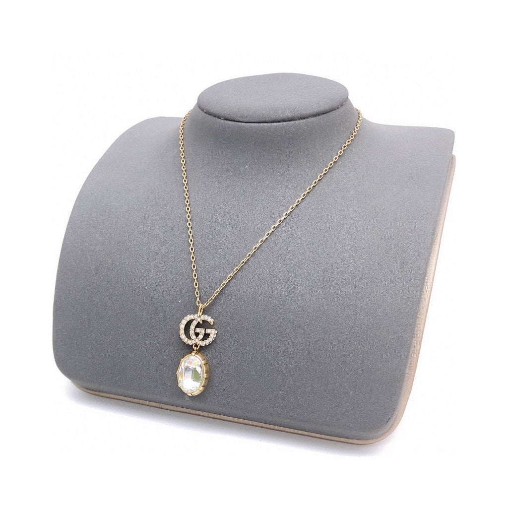 Gucci Double Crystal 18K Gold Necklace