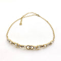 Chanel White Pearl Crystals 18K Gold Necklace