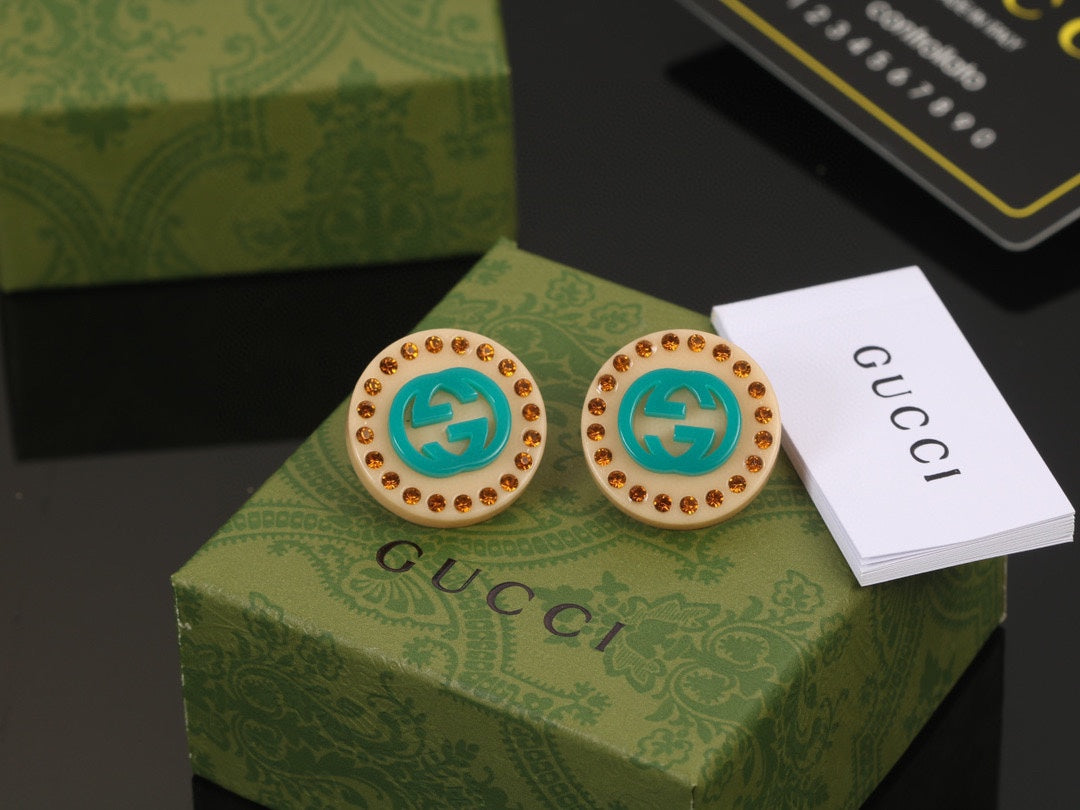 Gucci Double Resin 18K Gold Earrings