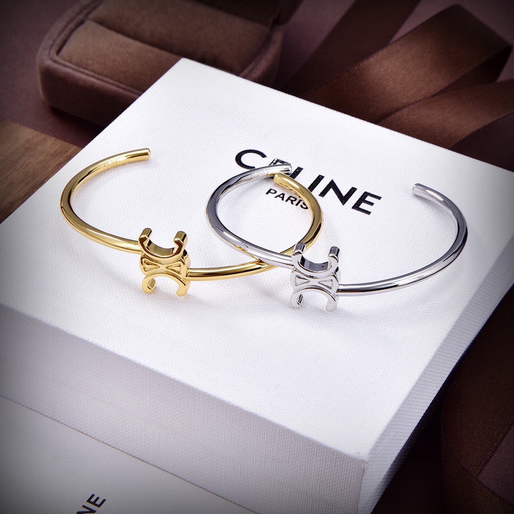 Celine Asymmetric 18K Gold Bracelet