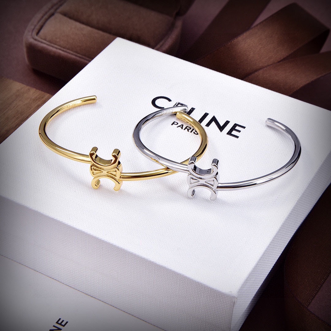 Celine Asymmetric 18K Gold Bracelet