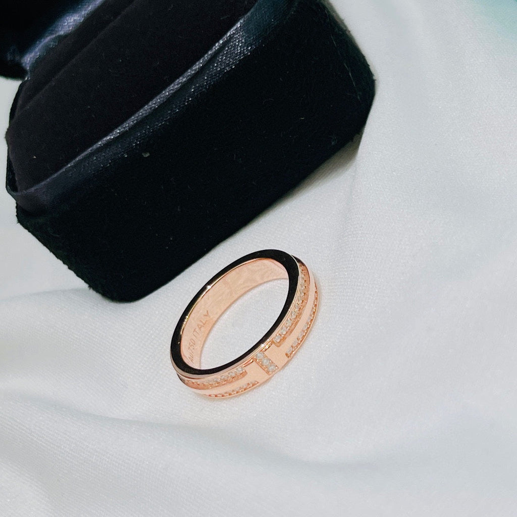 Tiffany Narrow Pave Diamond 18K Gold Ring