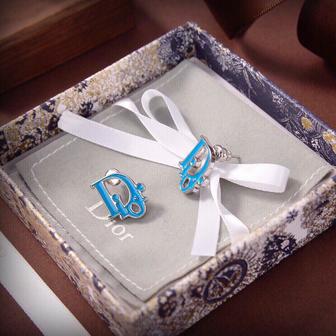Dior Blue 18K Gold Earrings