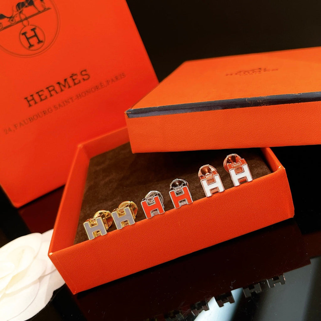 Hermes Cage D'H 18K Gold Earrings