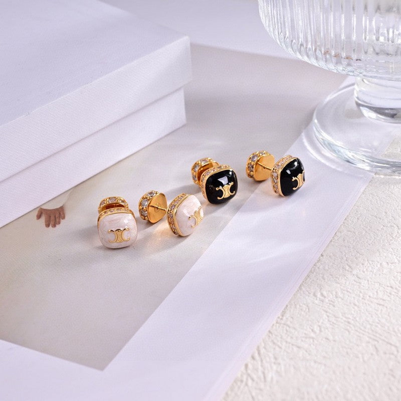 Celine Color Square 18K Gold Earrings