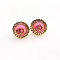Chanel Pink Crystal 18K Gold Earrings