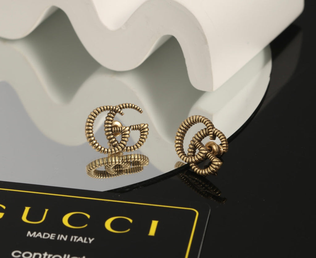 Gucci Double 18K Gold Earrings
