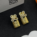 LOEWE Anagram Diamond 18K Gold Earrings