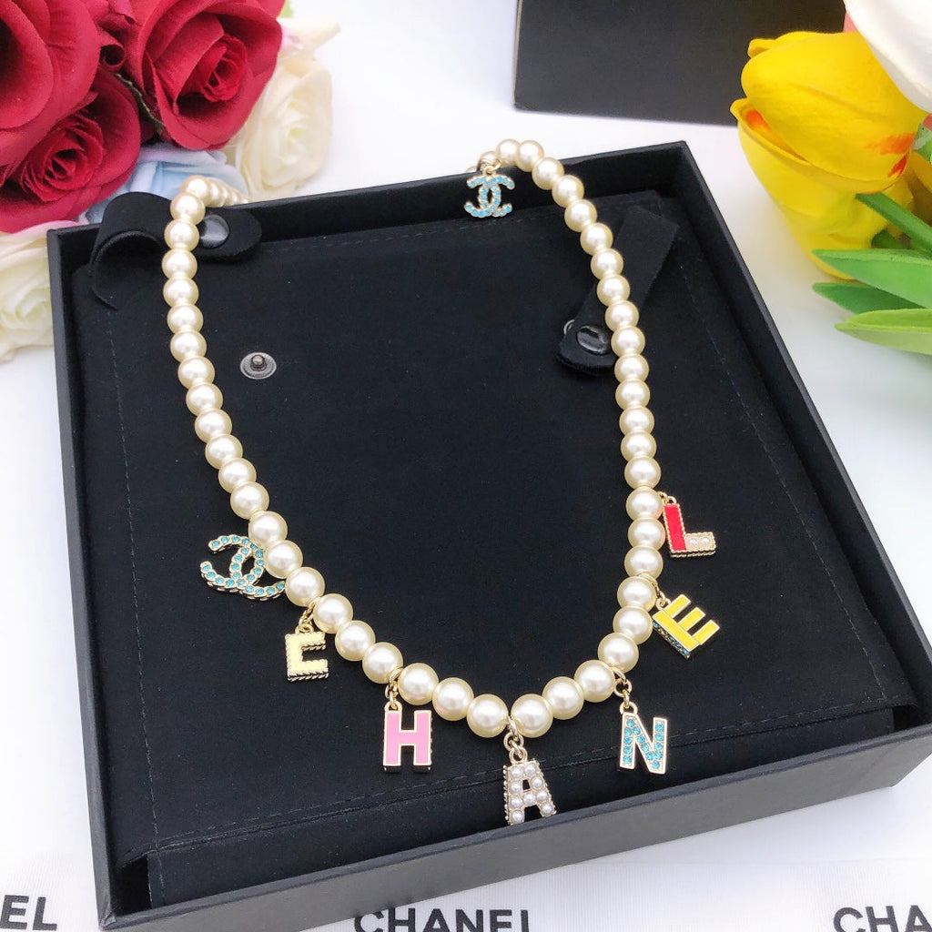Dior Script Pearls 18K Gold Necklace