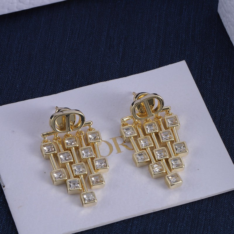 Dior Crystal 18K Gold Earrings