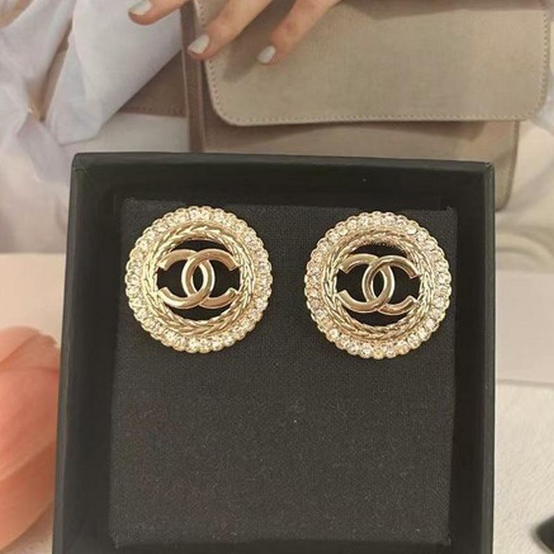 Chanel Classic Diamond 18K Gold Earrings