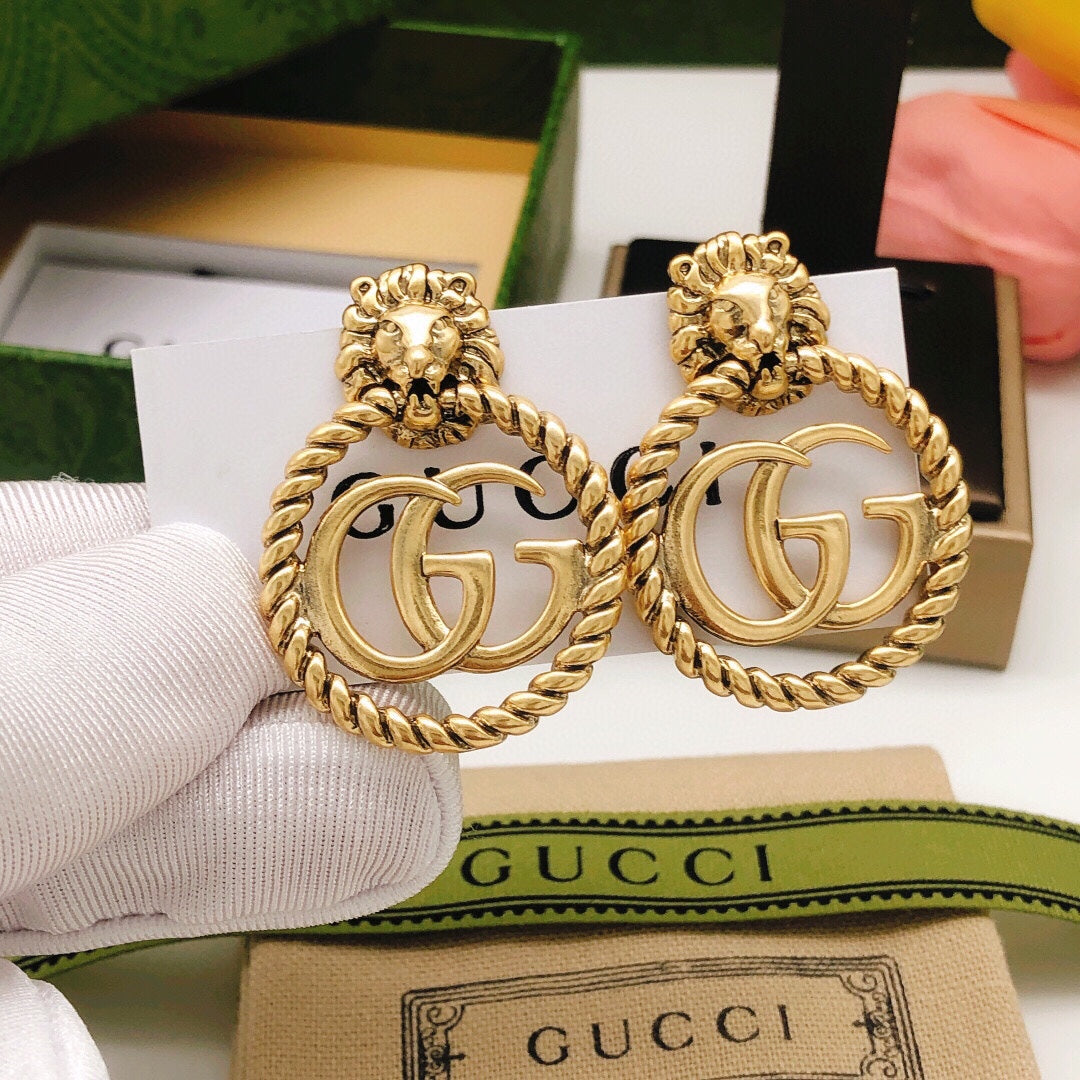 Gucci Double Pendant 18K Gold Earrings