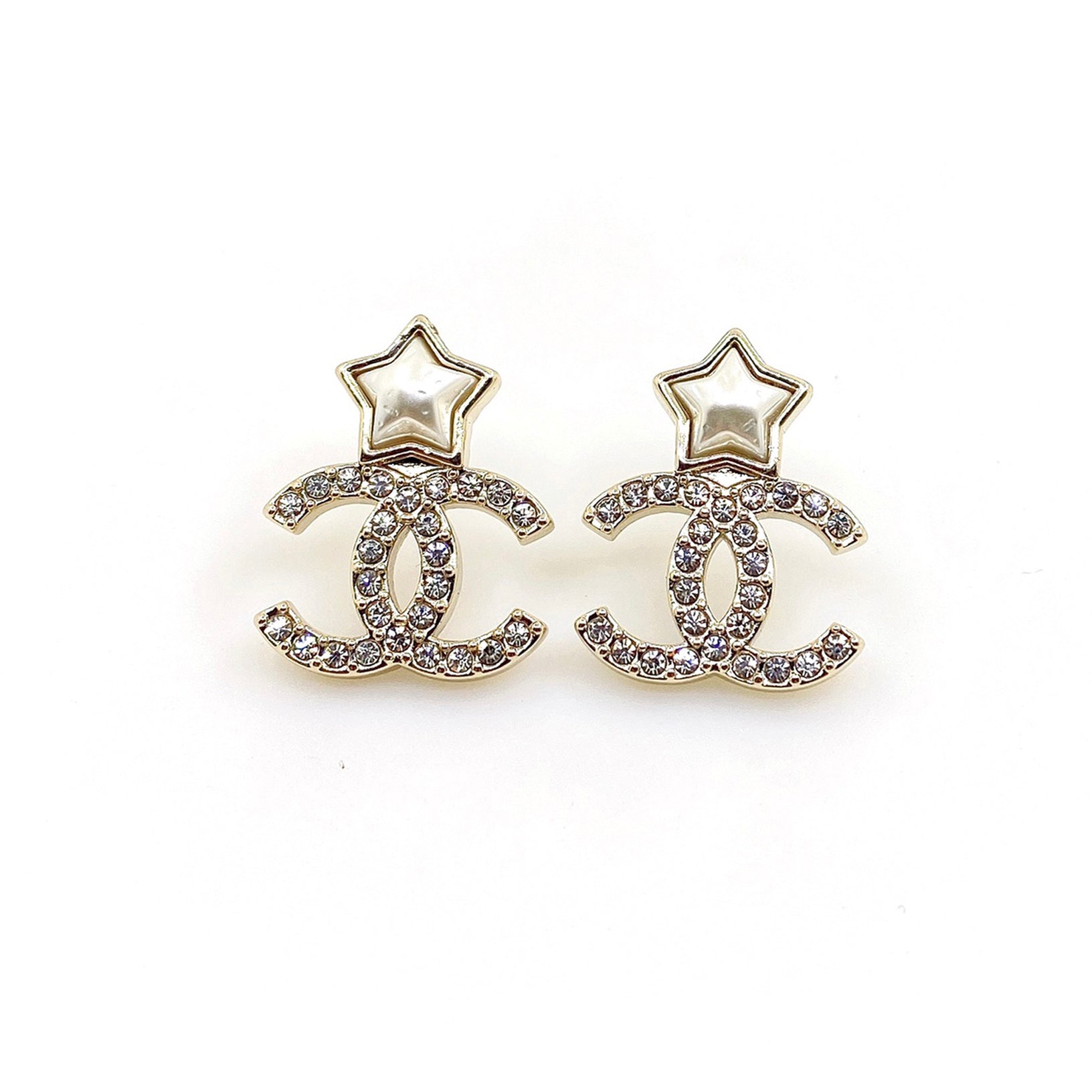 Chanel Star Crystals 18K Gold Earrings