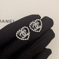 Chanel Black Heart Diamond 18K Gold Earrings