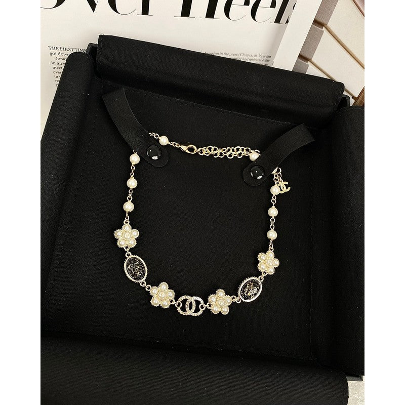 Chanel Black & Orange Crystal Choker 18K Gold Necklace
