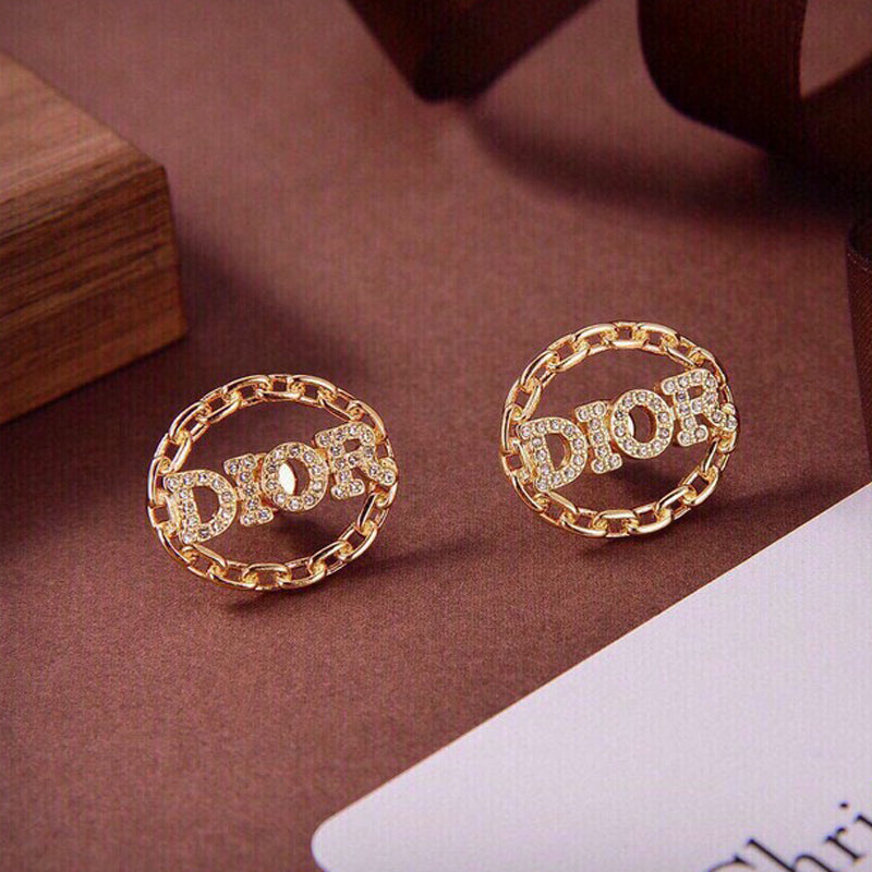 Dior Crystal 18K Gold Earrings