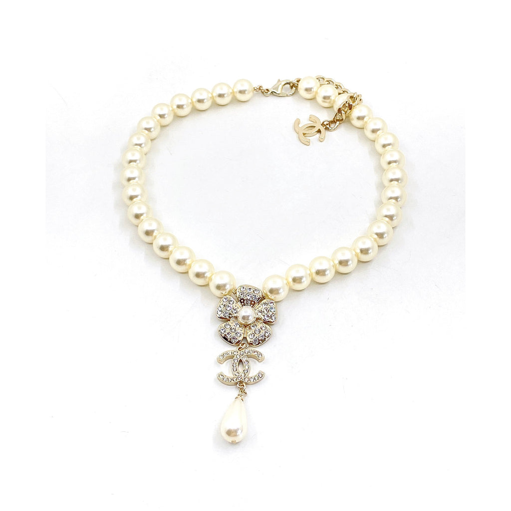 Chanel Pearls Chain Choker 18K Gold Necklace