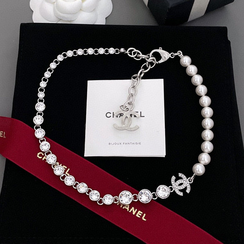 Chanel Pearls Crystals 18K Gold Necklace