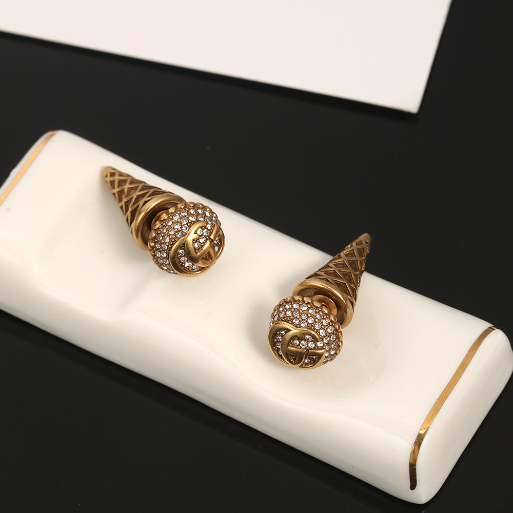 Gucci Double Vintage 18K Gold Earrings