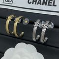 Chanel Circle Zircon 18K Gold Earrings
