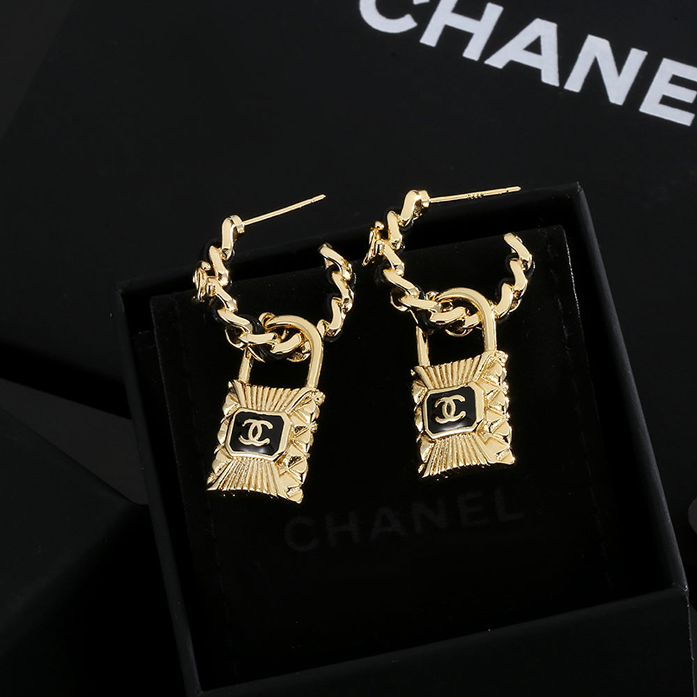Chanel Lock 18K Gold Earrings