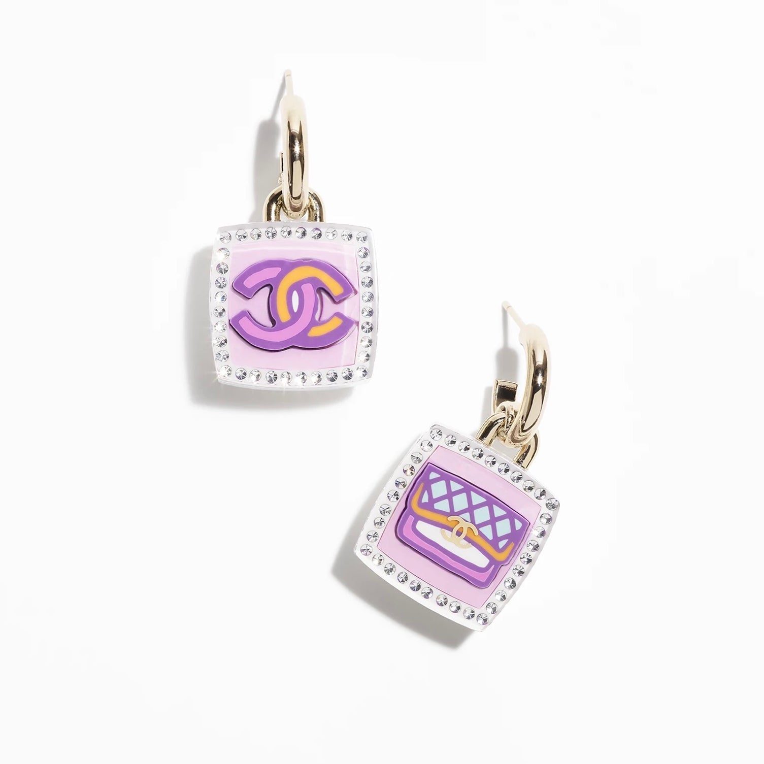 Chanel Pink Bottle 18K Gold Earrings
