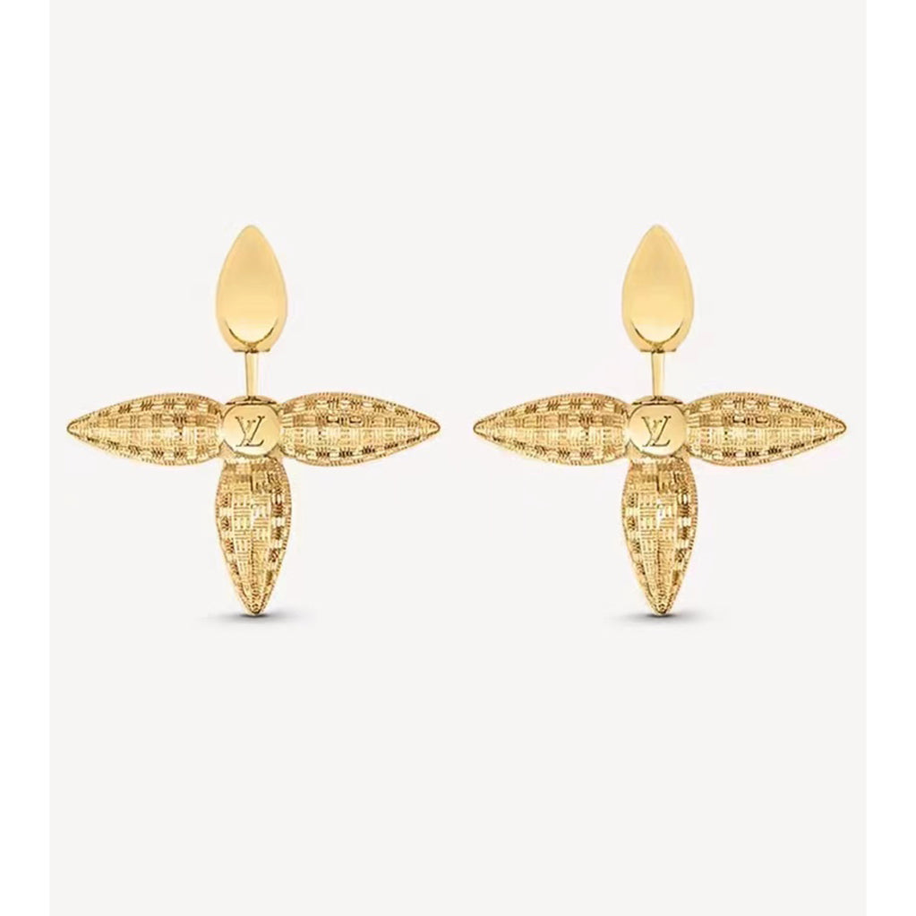 Louis Vuitton Louisette Stud 18K Gold Earrings
