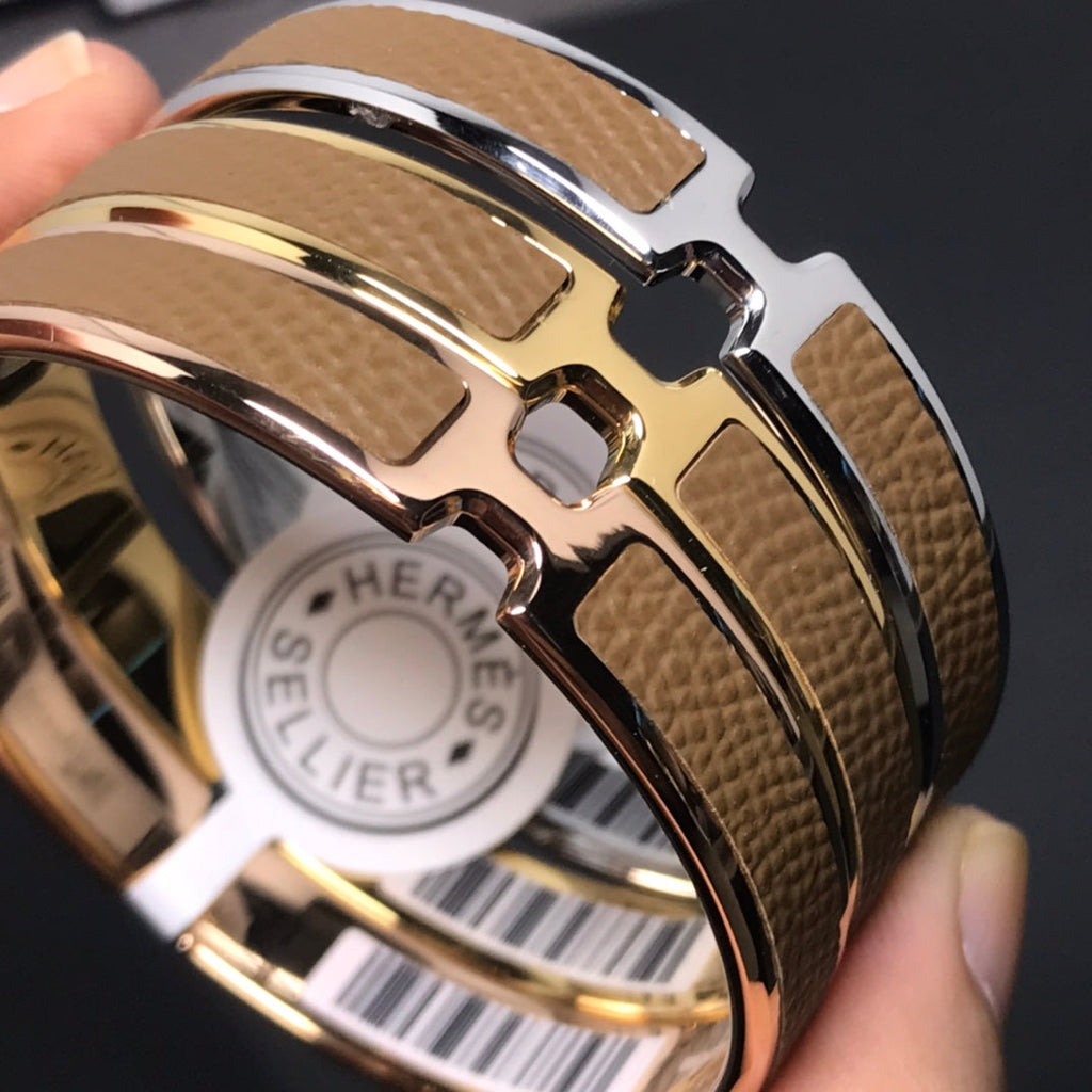 Hermes Olympe Brown 18K Gold Bracelet