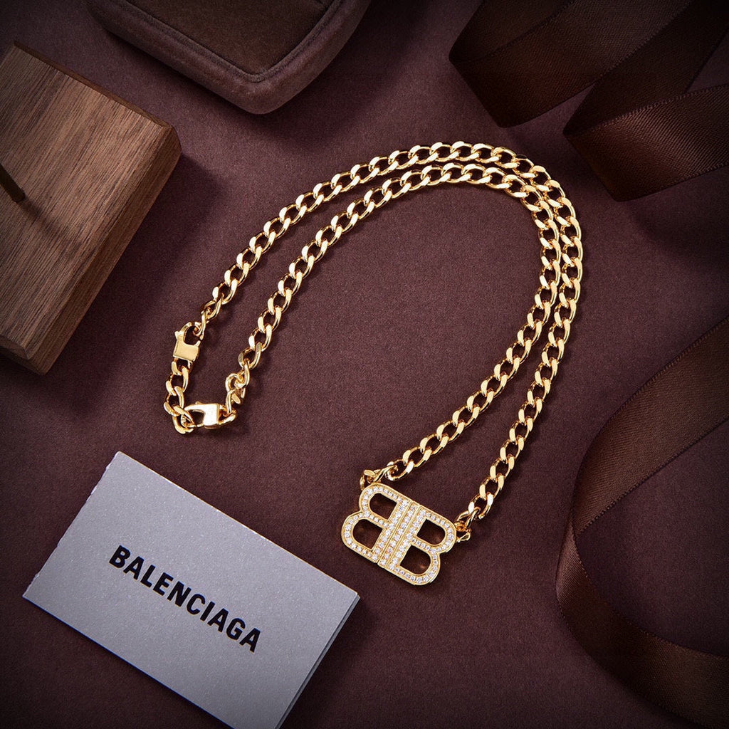 Balenciaga Icon Chain Diamonds 18K Gold Necklace