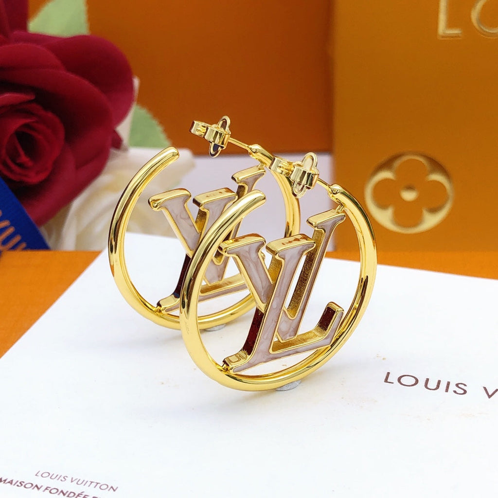 Louis Vuitton Louise Hoop Pearls 18K Gold Earrings